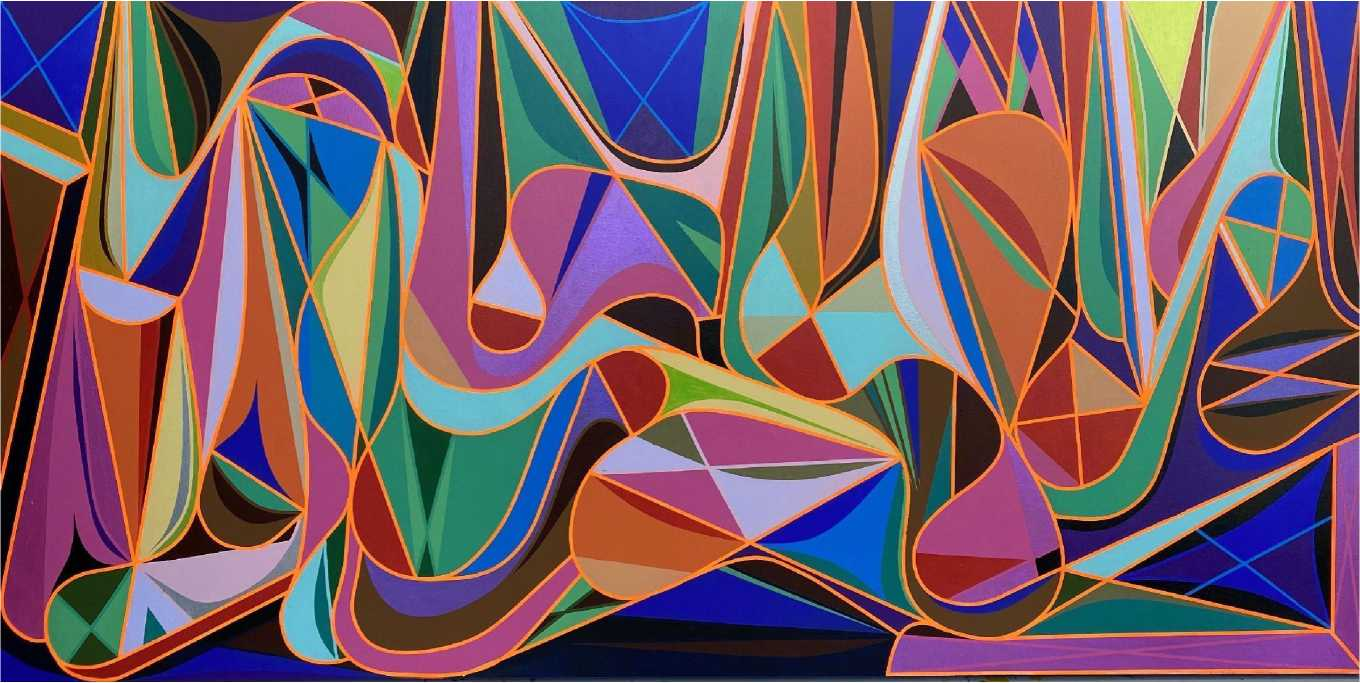 《分割线-荧光橙-1》布面丙烯100X200CM 2022年.png